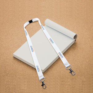 Cotton Lanyards with Double Hook – ID Card Strap White