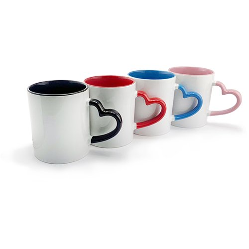 Inner Rim Color Mug With Heart Handle