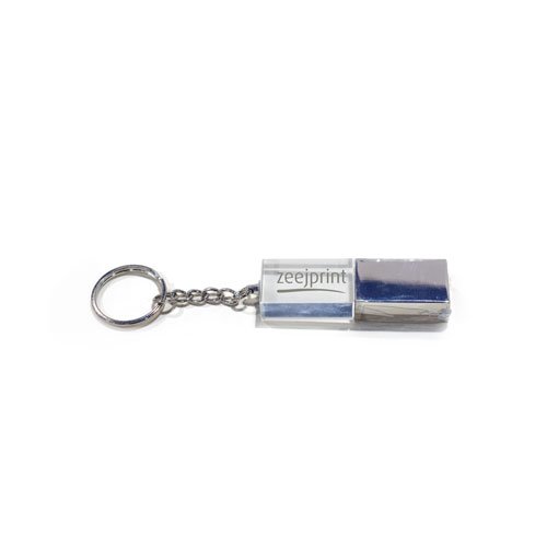 محرك أقراص فلاش USB معدني كريستالي مع سلسلة مفاتيح وإضاءة LED سعة 32 جيجابايت