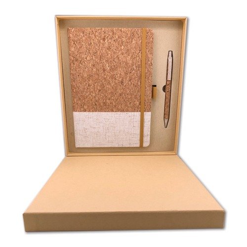 Eco A5 Cork Fabric Hard Cover Notebook and Pen Gift Set GK05
